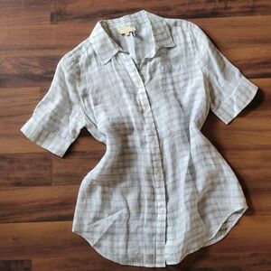 Women's Light Blue Plaid Button-Up Shirt